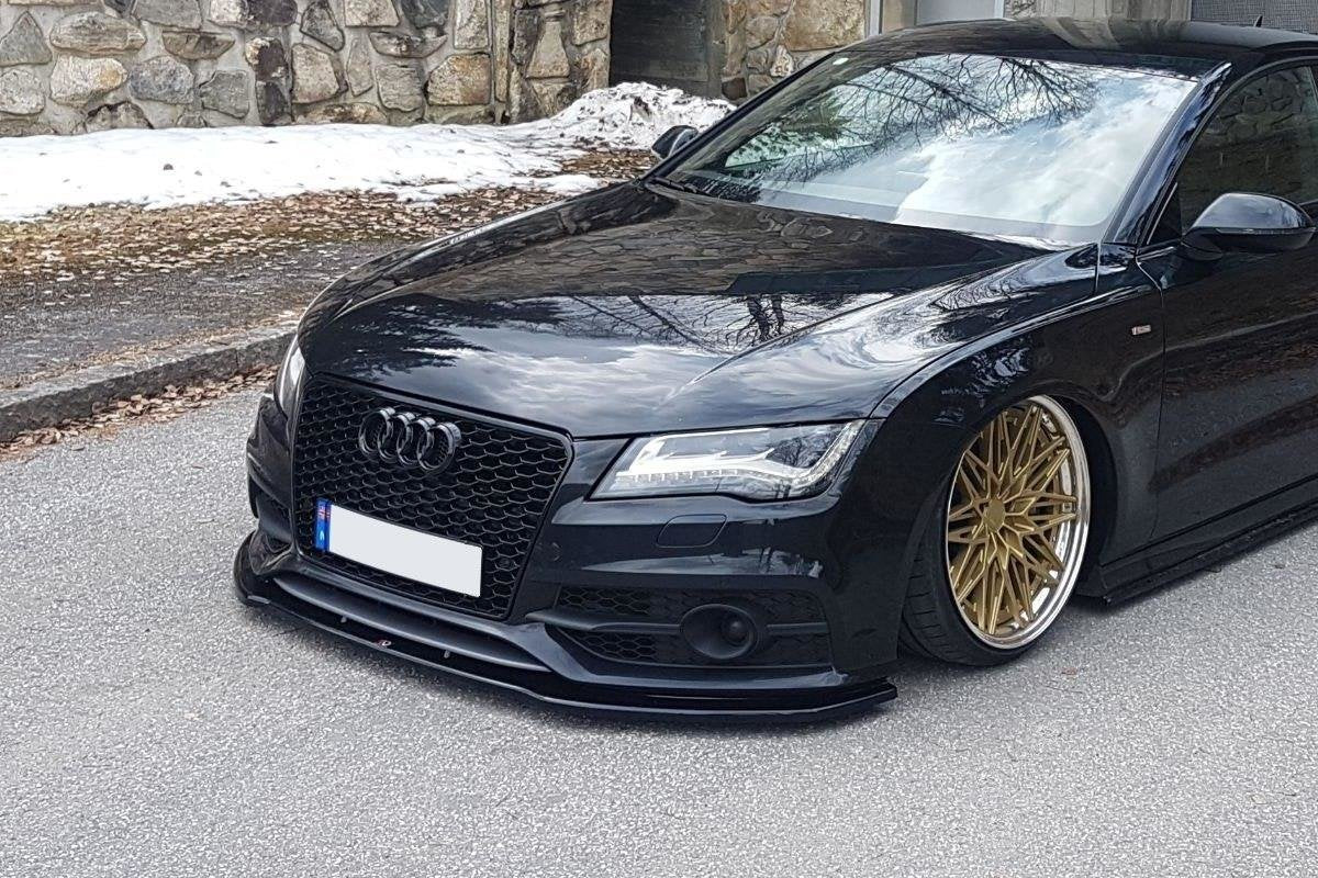 Maxton Design Street+ Spoilerlippe Front Ansatz V.2 passend für Audi S7 / A7 S-Line C7 schwarz Hochglanz