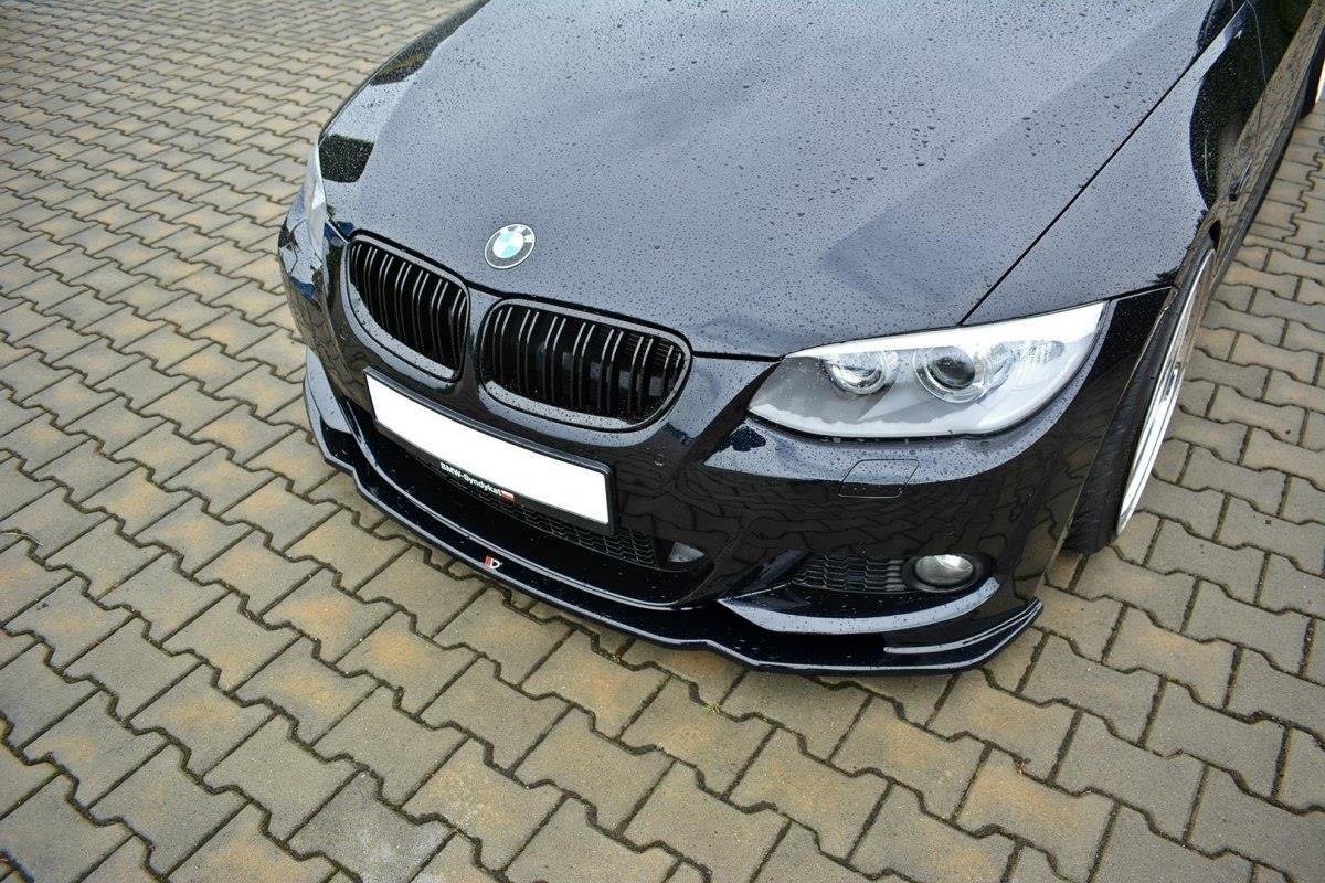 Maxton Design Street+ Spoilerlippe Front Ansatz V.2 passend für BMW 3er E92 M Paket FACELIFT schwarz Hochglanz