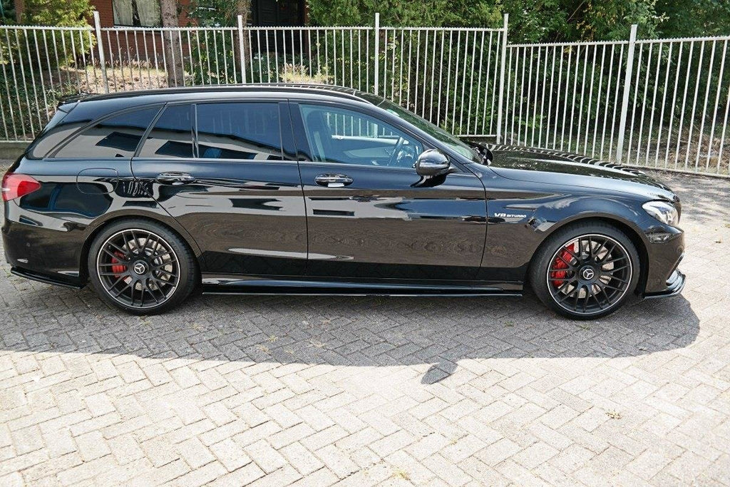 Maxton Design Street+ Seitenschweller Leisten passend für V.1 passend für Mercedes C-Klasse S205 63 AMG schwarz Hochglanz