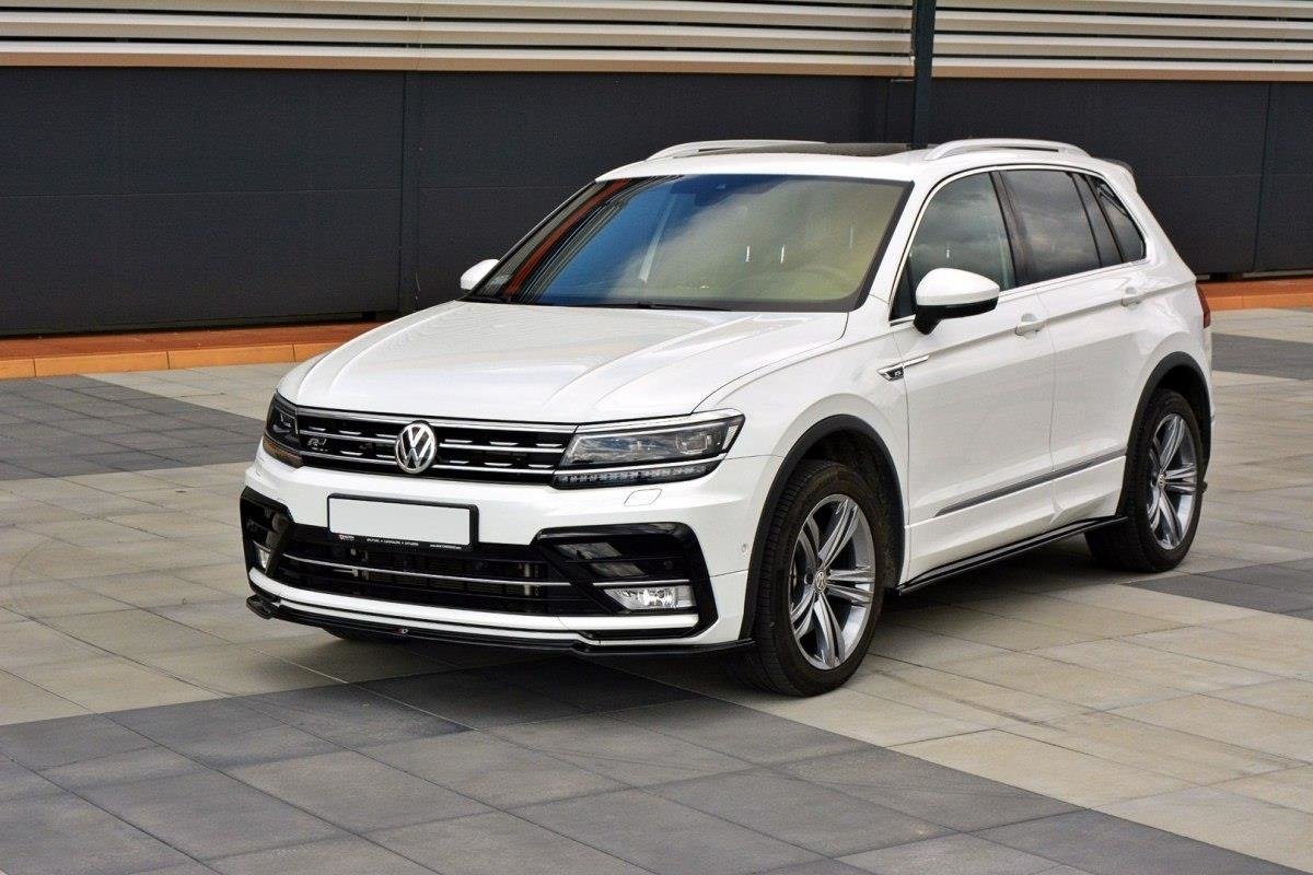 Maxton Design Street+ Spoilerlippe Front Ansatz passend für Vw Tiguan Mk2 R-Line schwarz Hochglanz