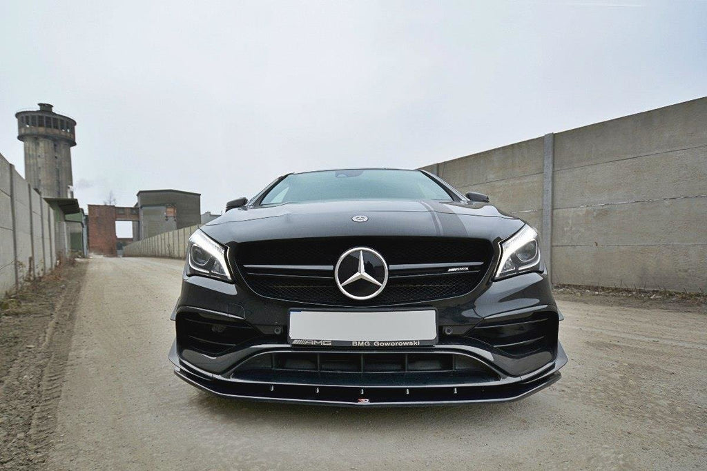 Maxton Design Street+ Spoilerlippe Front Ansatz V.1 passend für Mercedes CLA A45 AMG C117 Facelift schwarz Hochglanz