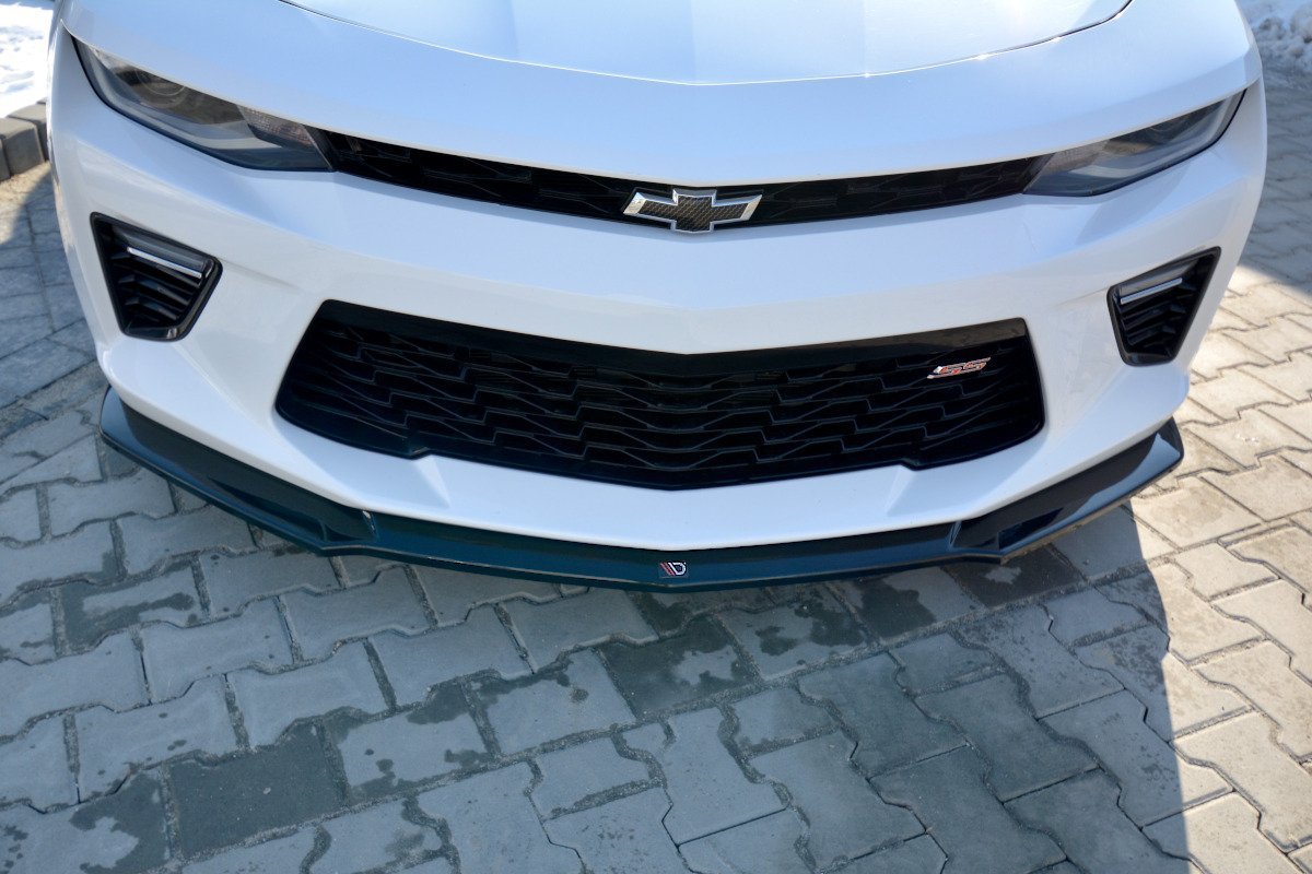 Maxton Design Street+ Spoilerlippe Front Ansatz V.2 passend für CHEVROLET CAMARO 6TH-GEN. PHASE-I 2SS COUPE schwarz Hochglanz