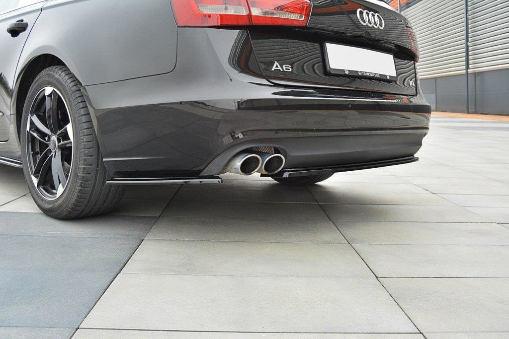 Maxton Design Heck Ansatz Flaps Diffusor passend für Audi A6 Avant / Limousine C7 schwarz Hochglanz
