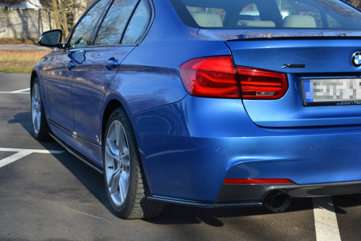 Maxton Design Heck Ansatz Flaps Diffusor passend für BMW 3er M-Paket Limousine / Touring F30 / F30 Facelift / F31 / F31 Facelift schwarz Hochglanz