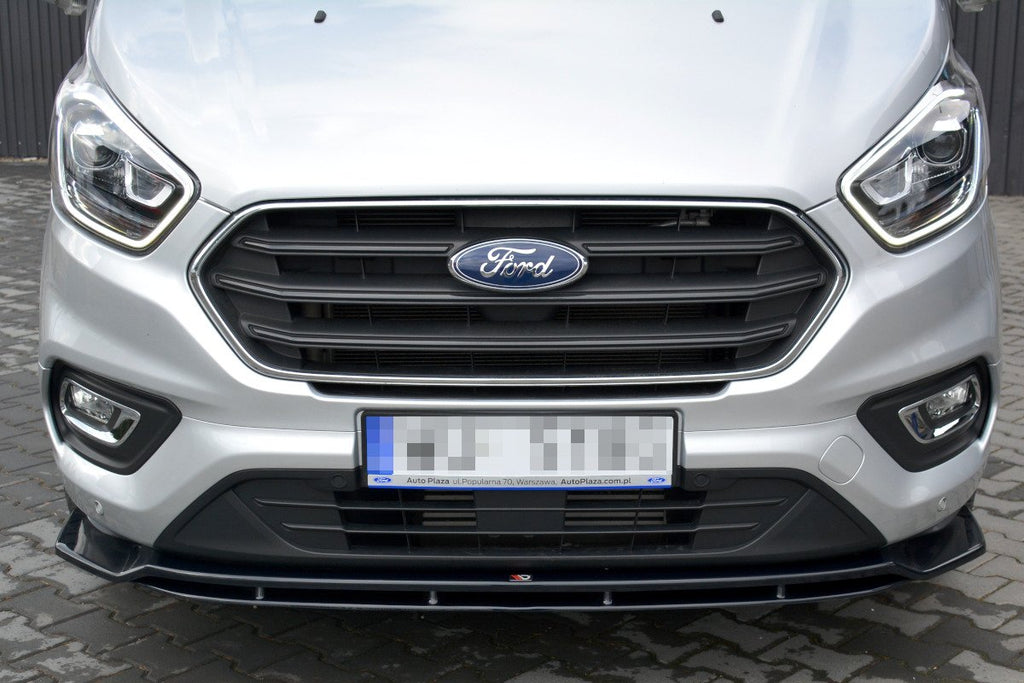 Maxton Design Street+ Spoilerlippe Front Ansatz V.1 passend für Ford Transit Custom Mk1 Facelift / Tourneo Custom Mk1 Facelift schwarz Hochglanz