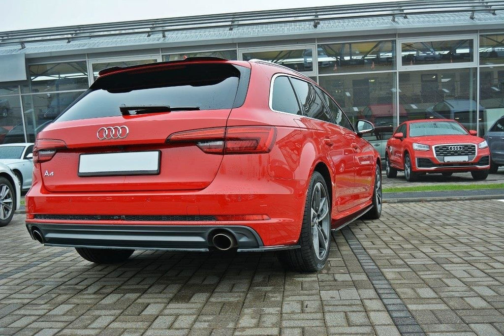 Maxton Design Heck Ansatz Flaps Diffusor passend für Audi A4 B9 S-Line schwarz Hochglanz