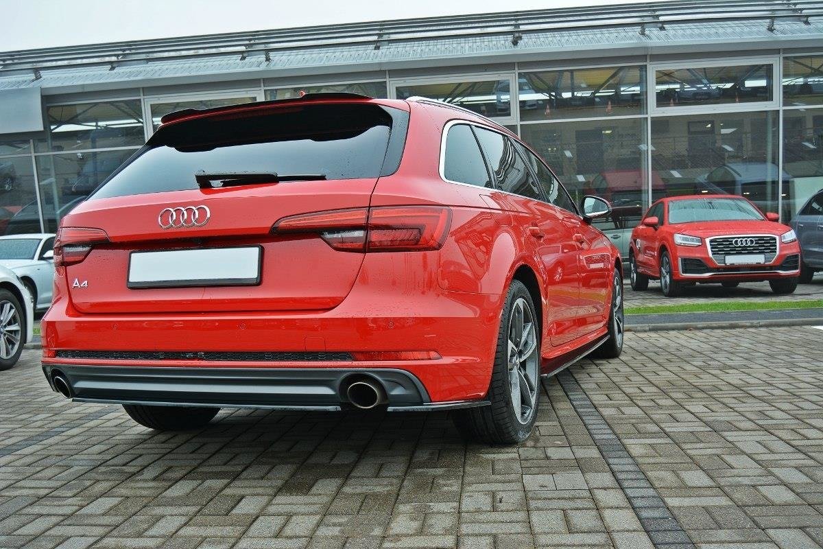 Maxton Design Heck Ansatz Flaps Diffusor passend für Audi A4 B9 S-Line schwarz Hochglanz