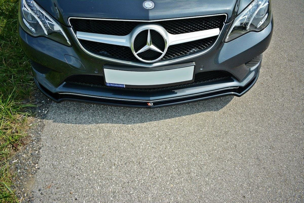 Maxton Design Street+ Spoilerlippe Front Ansatz V.1 passend für Mercedes - Benz E Coupe / Cabrio C207 Facelift / A207 Facelit schwarz Hochglanz