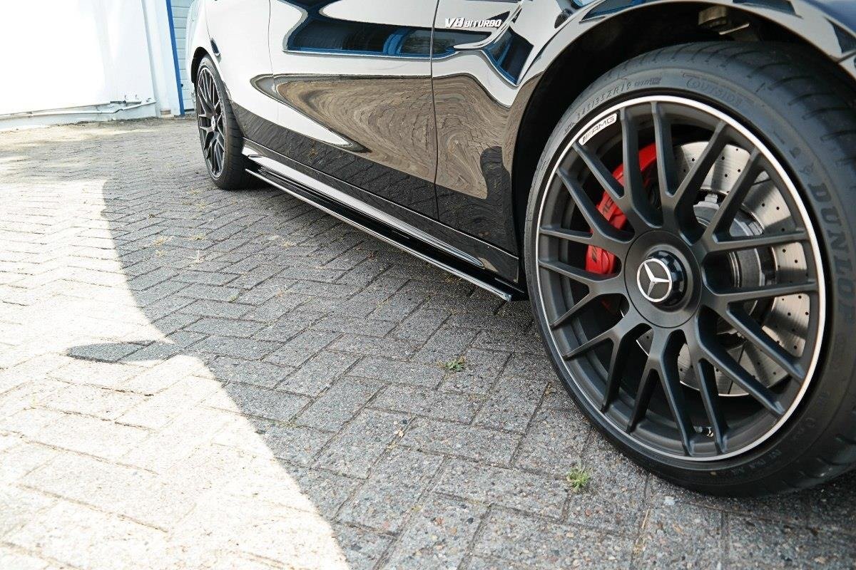 Maxton Design Seitenschweller Ansatz für Mercedes C-Klasse S205 63 AMG Kombi Carbon Look