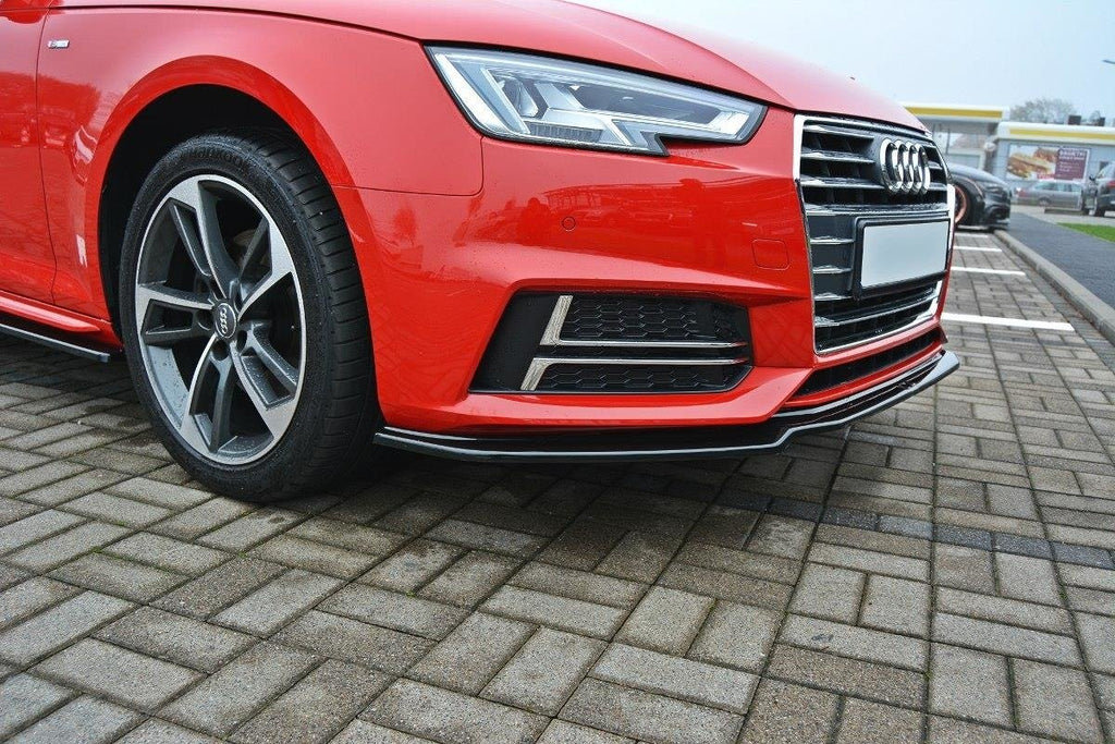 Maxton Design Street+ Spoilerlippe Front Ansatz V.1 passend für Audi S4 / A4 S-Line B9 schwarz Hochglanz