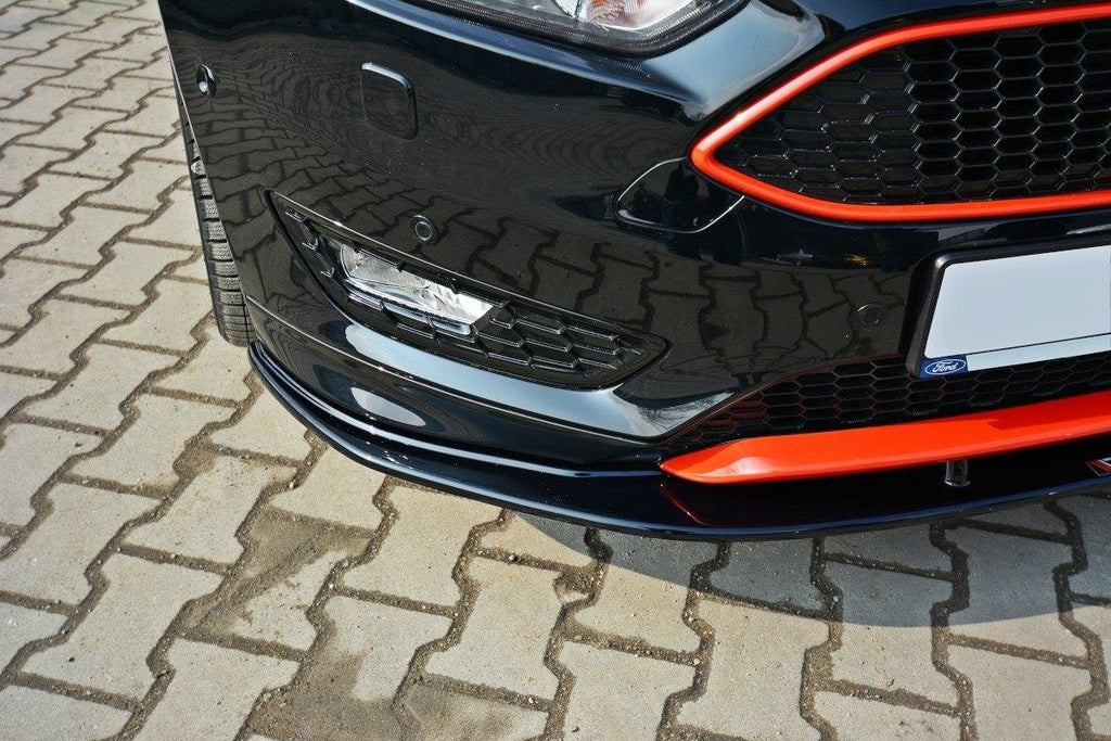 Maxton Design Street+ Spoilerlippe Front Ansatz V.1 passend für Ford Focus ST-Line Mk3 Facelift schwarz Hochglanz