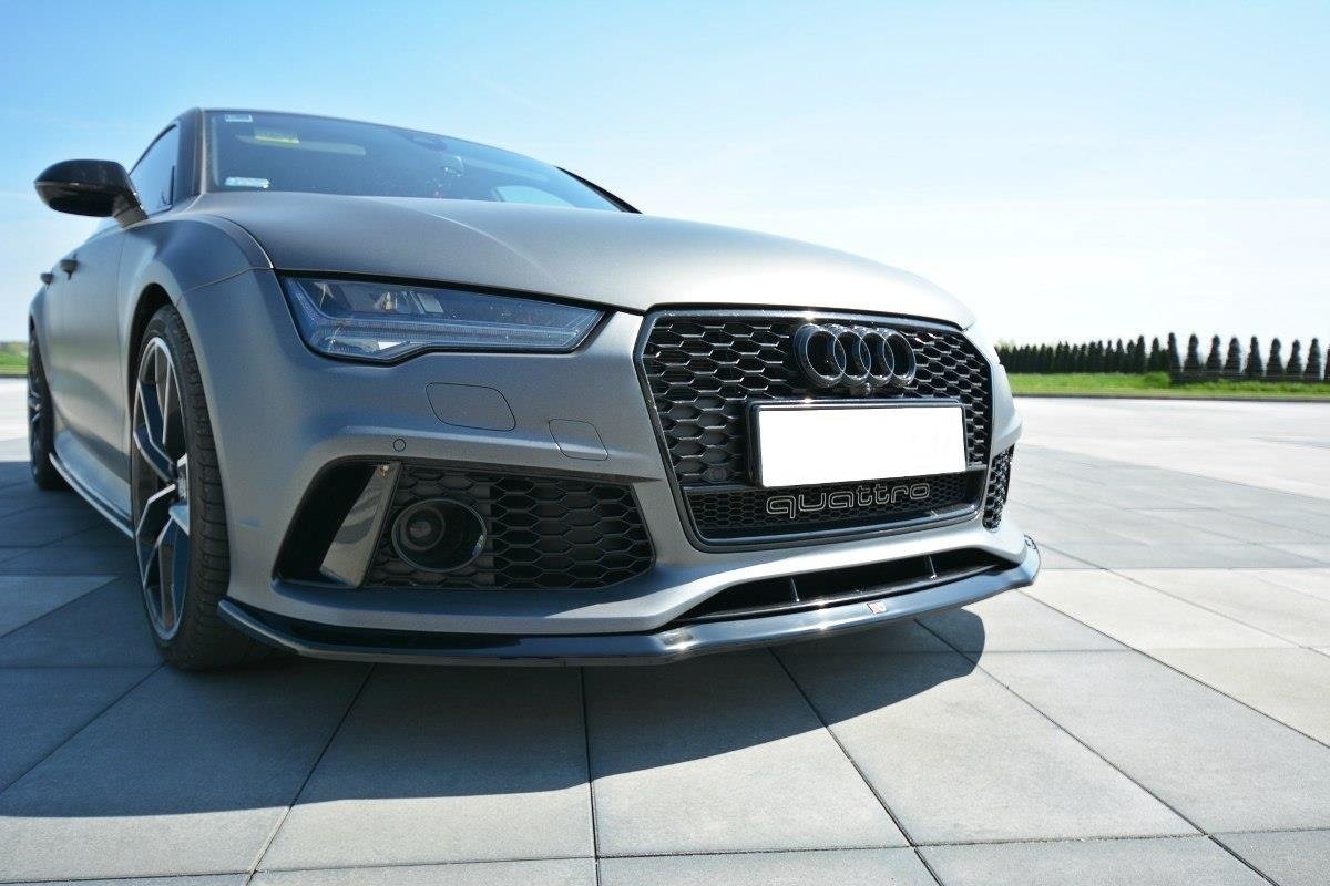 Maxton Design Street+ Spoilerlippe Front Ansatz V.2 passend für Audi RS7 C7 schwarz Hochglanz