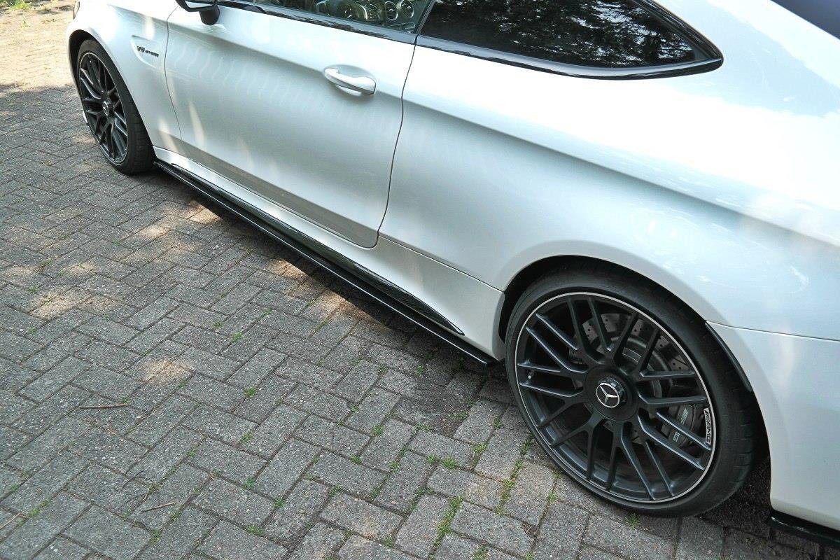 Maxton Design Street+ Seitenschweller Leisten passend für Mercedes C-Klasse C205 63 AMG Coupe schwarz Hochglanz