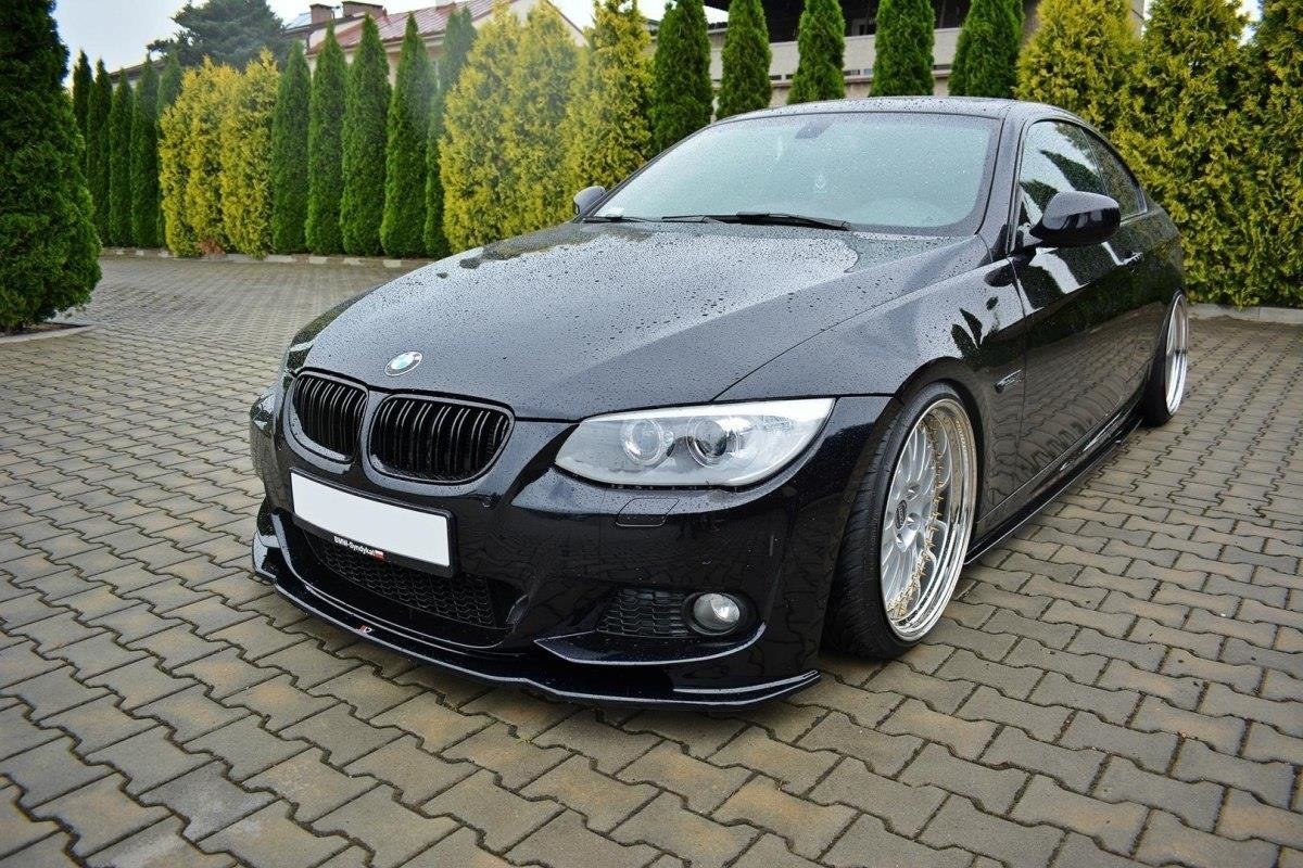Maxton Design Street+ Spoilerlippe Front Ansatz V.2 passend für BMW 3er E92 M Paket FACELIFT schwarz Hochglanz