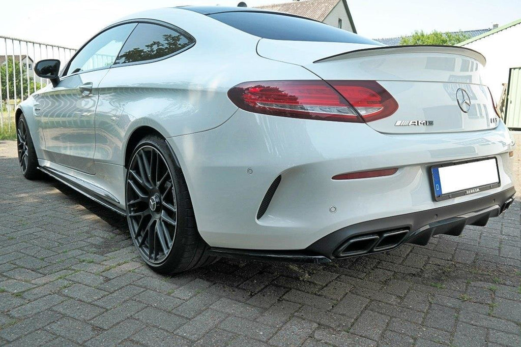 Maxton Design Heck Ansatz Flaps Diffusor passend für Mercedes C-Klasse C205 63 AMG Coupe schwarz Hochglanz
