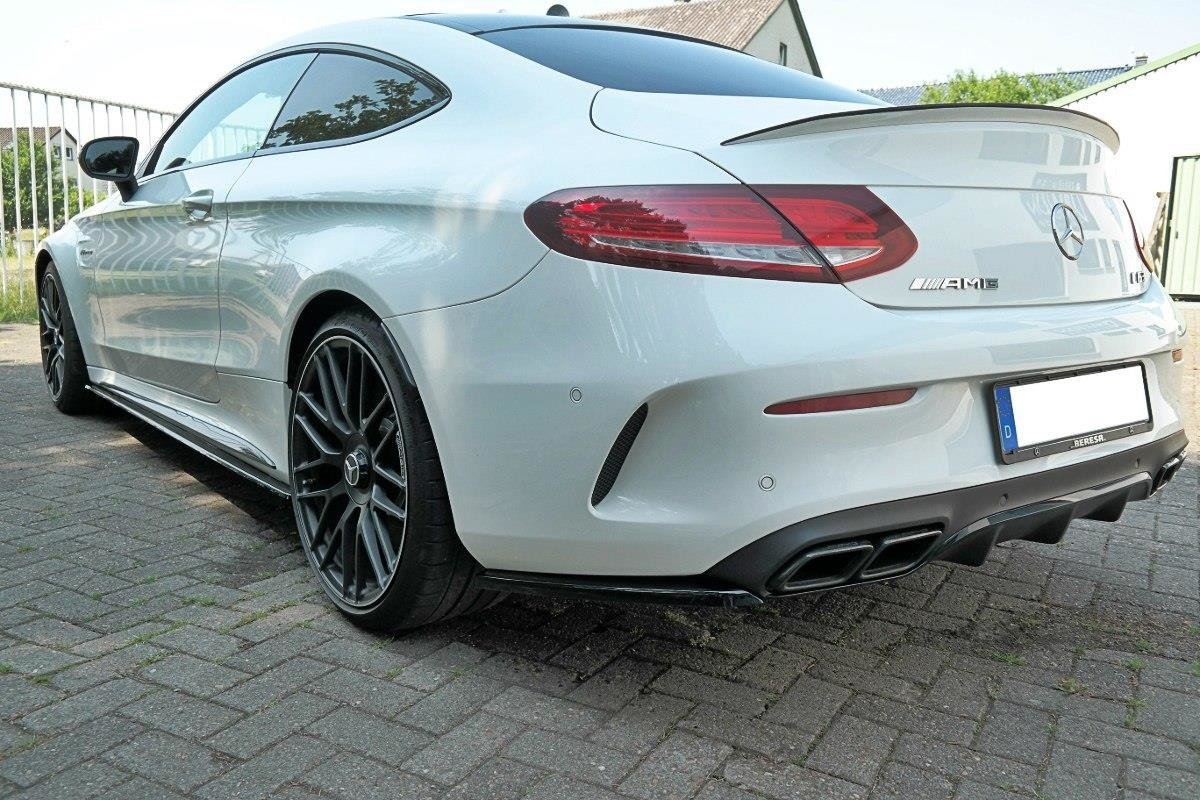 Maxton Design Heck Ansatz Flaps Diffusor passend für Mercedes C-Klasse C205 63 AMG Coupe schwarz Hochglanz
