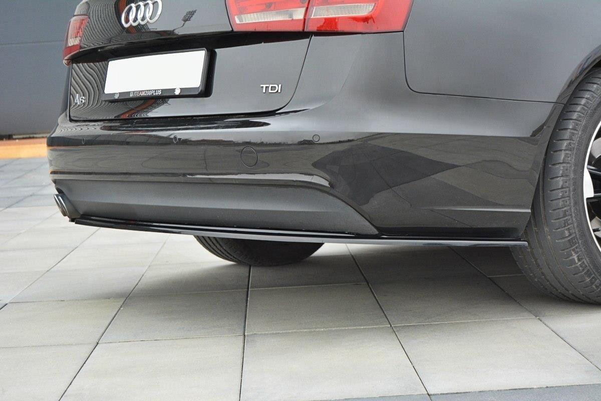 Maxton Design Heck Ansatz Flaps Diffusor passend für Audi A6 Avant / Limousine C7 schwarz Hochglanz