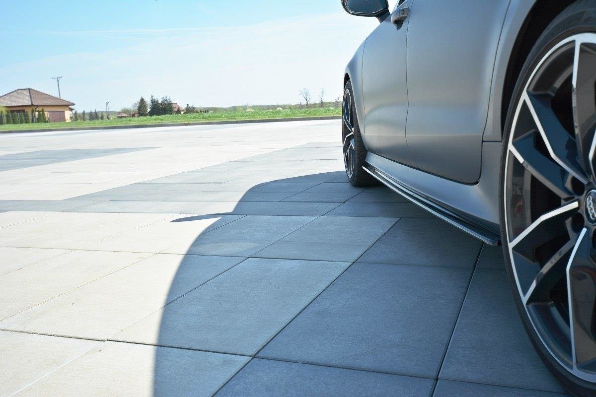 Maxton Design Street+ Seitenschweller Leisten passend für V.1 passend für Audi RS7 C7 schwarz Hochglanz