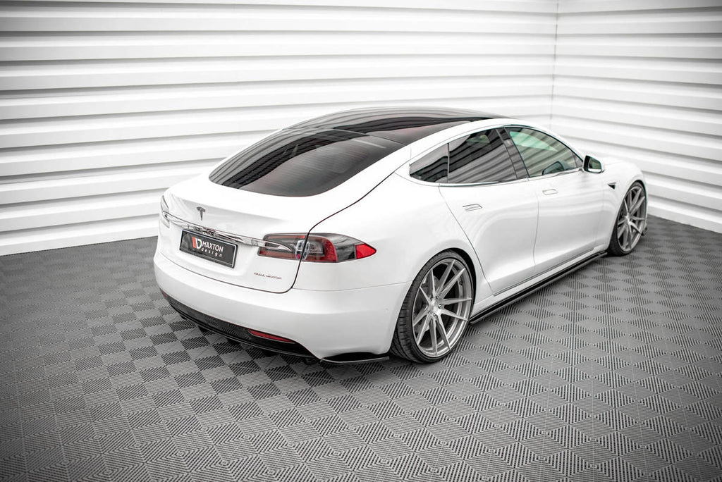 Maxton Design Diffusor Heck Ansatz passend für Tesla Model S Facelift schwarz Hochglanz