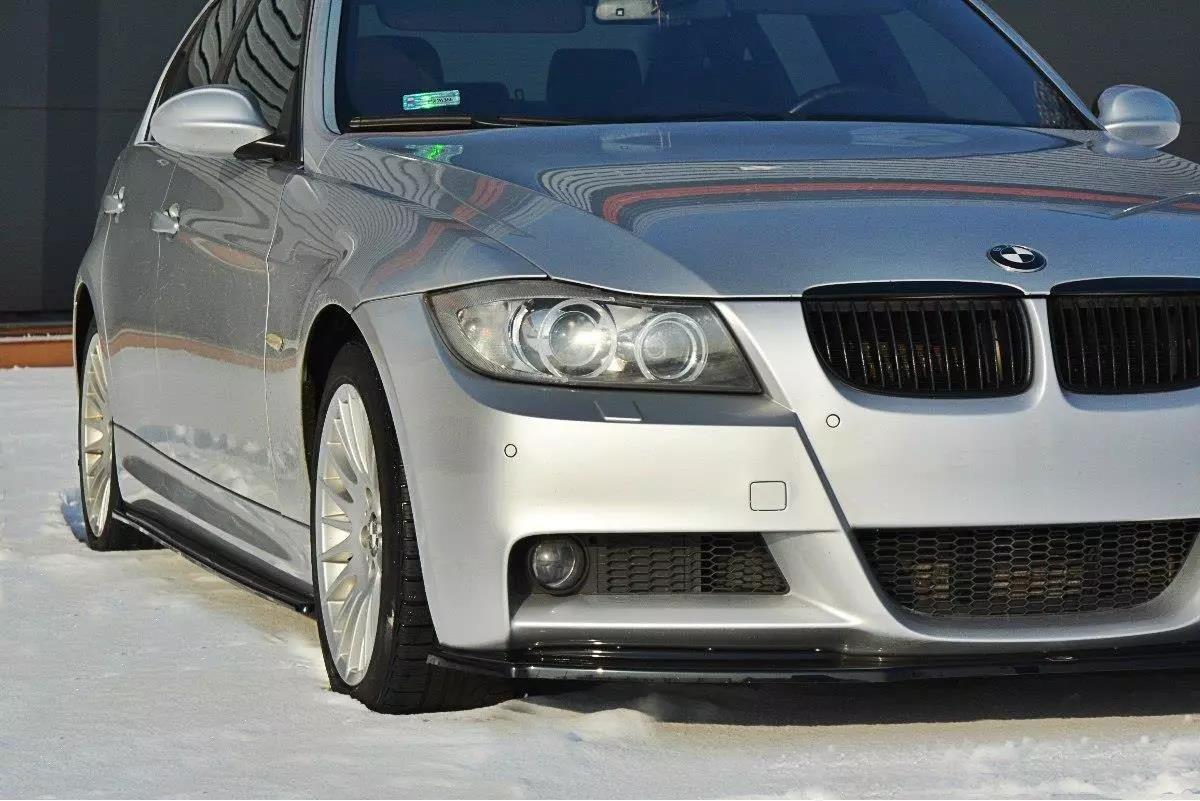 Maxton Design Street+ Spoilerlippe Front Ansatz V.1 passend für BMW 3er E90 M Paket schwarz Hochglanz