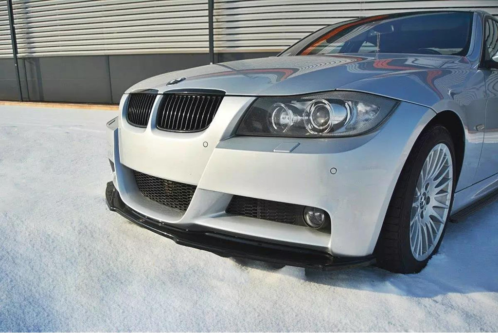 Maxton Design Street+ Spoilerlippe Front Ansatz V.1 passend für BMW 3er E90 M Paket schwarz Hochglanz