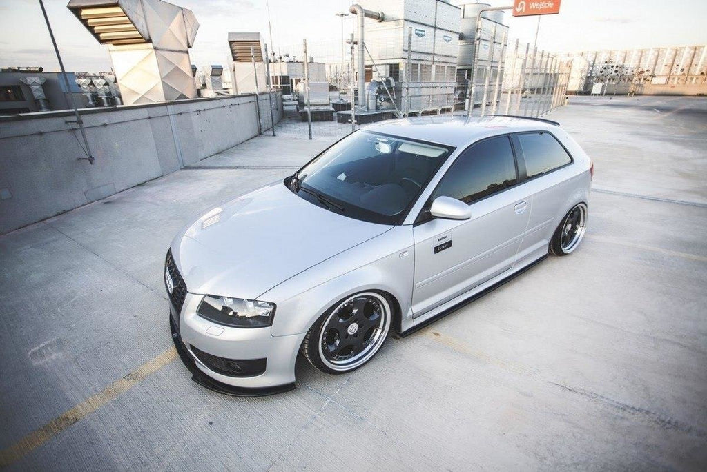 Maxton Design Street+ Spoilerlippe Front Ansatz passend für Audi S3 8P schwarz Hochglanz