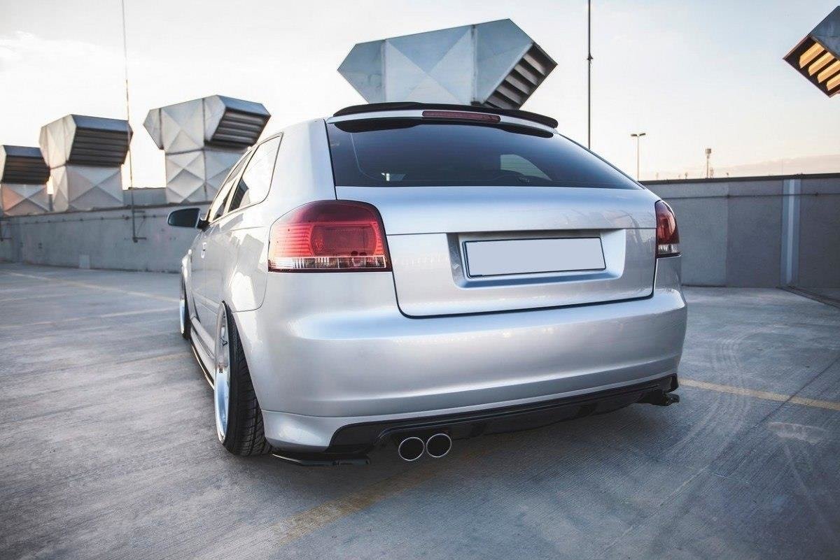 Maxton Design Heck Ansatz Flaps Diffusor passend für Audi S3 8P / S3 8P FL schwarz Hochglanz