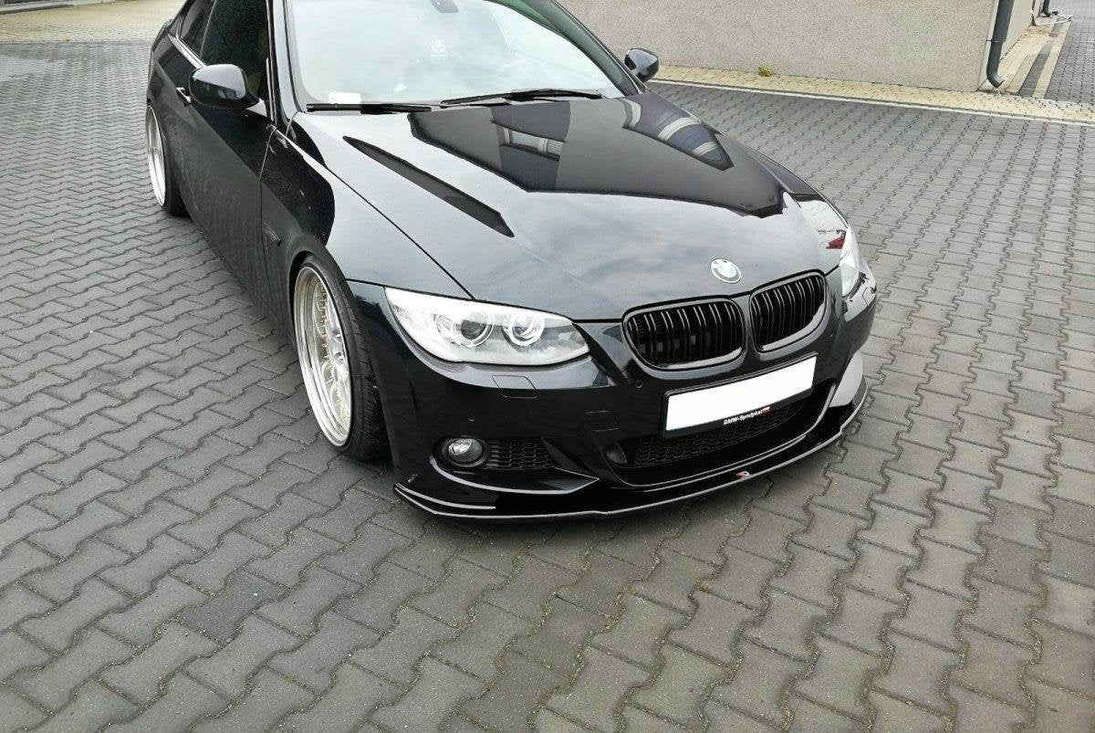 Maxton Design Street+ Spoilerlippe Front Ansatz V.1 passend für BMW 3er E92 M Paket FACELIFT schwarz Hochglanz