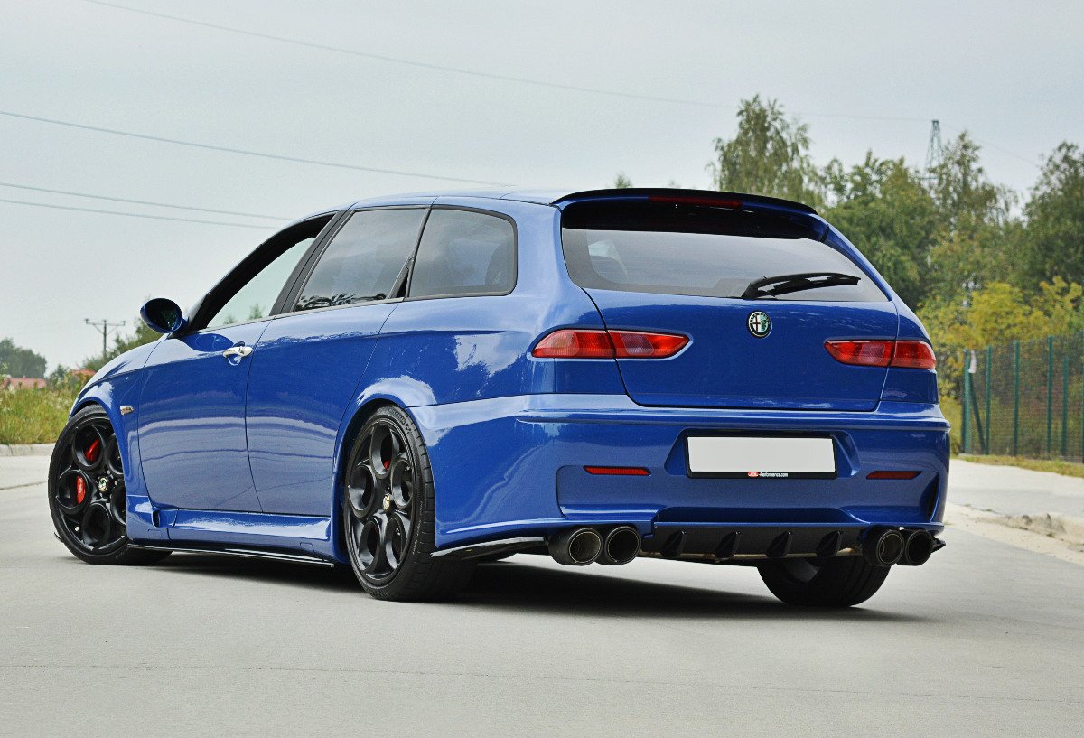 Maxton Design Heck Ansatz Flaps Diffusor passend für Alfa Romeo 156 GTA SW schwarz Hochglanz