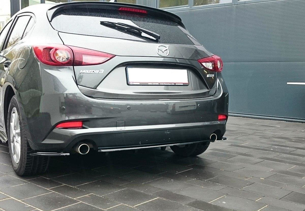 Maxton Design Heck Ansatz Flaps Diffusor passend für Mazda 3 BN (Mk3) Facelift schwarz Hochglanz