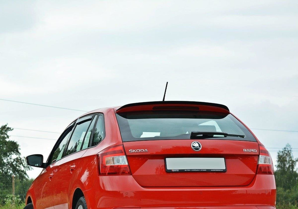 Maxton Design Spoiler CAP passend für Skoda Rapid Spaceback schwarz Hochglanz