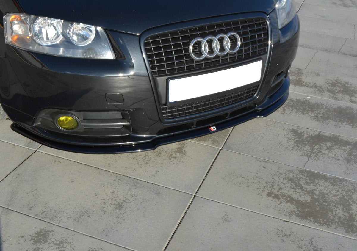 Maxton Design Street+ Spoilerlippe Front Ansatz passend für Audi A3 S-Line 8P schwarz Hochglanz