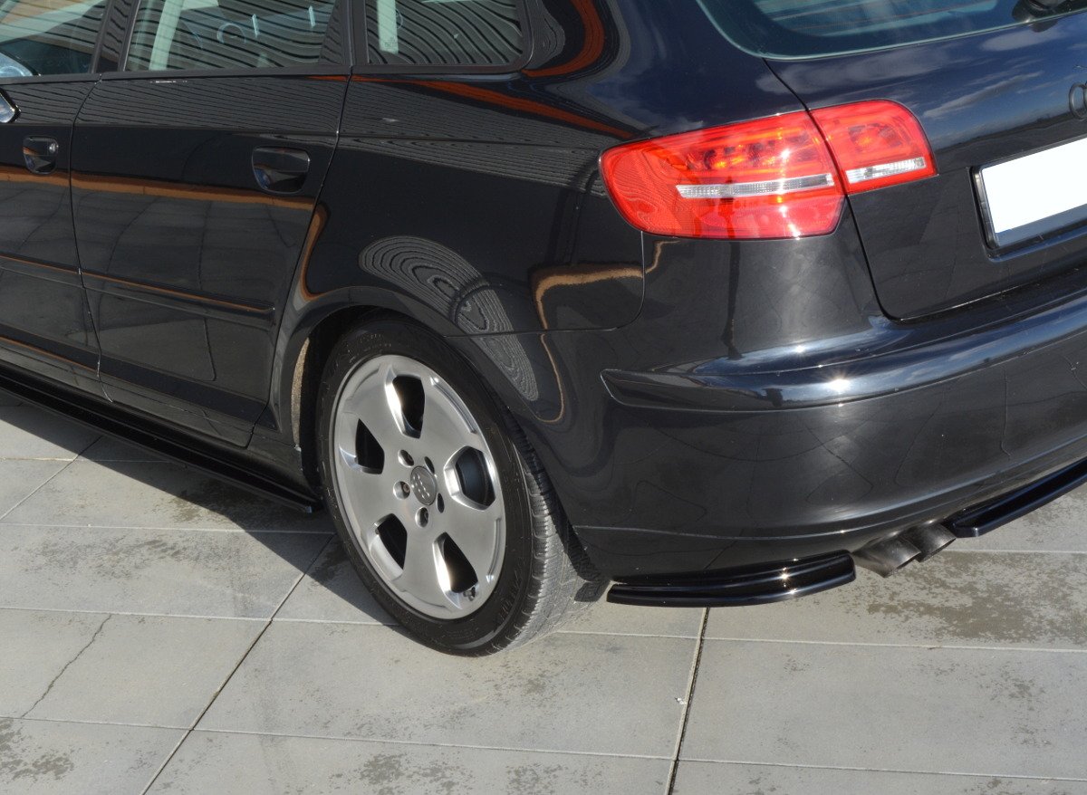Maxton Design Splitter / Diffusor Heck Ansatz passend für Audi A3 Sportback 8P / 8P Facelift schwarz Hochglanz