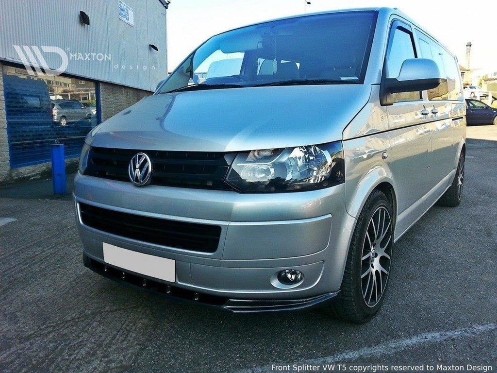 Maxton Design Street+ Spoilerlippe Front Ansatz passend für VW T5 Facelift schwarz Hochglanz