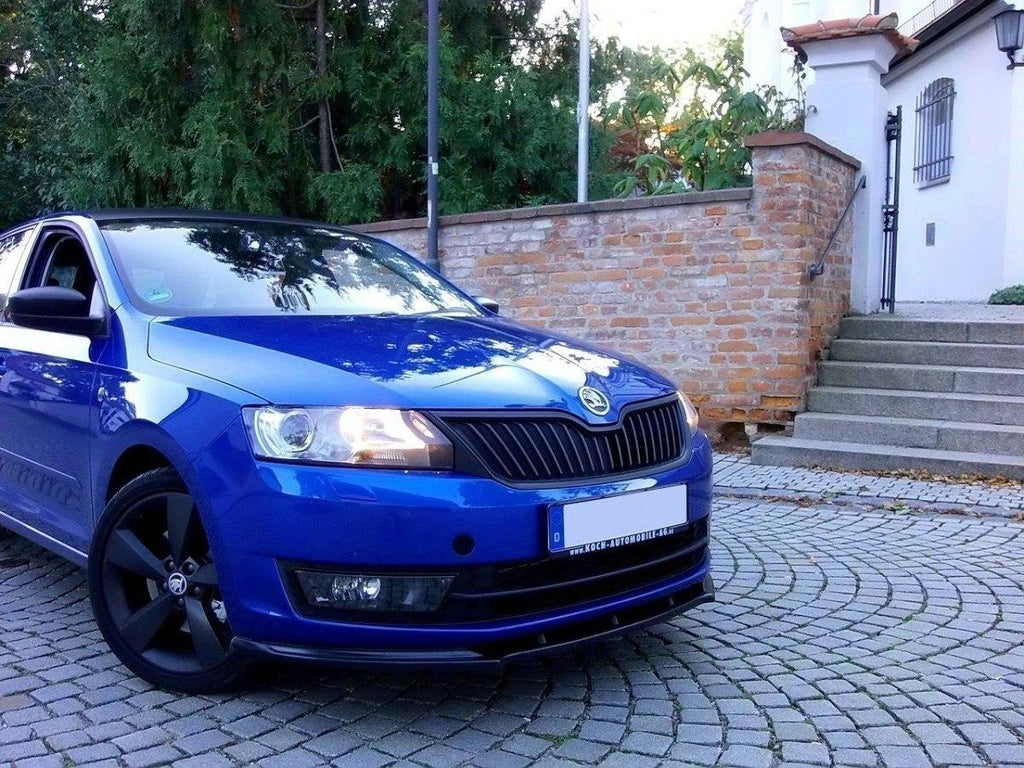Maxton Design Street+ Spoilerlippe Front Ansatz V.1 passend für Skoda Rapid schwarz Hochglanz