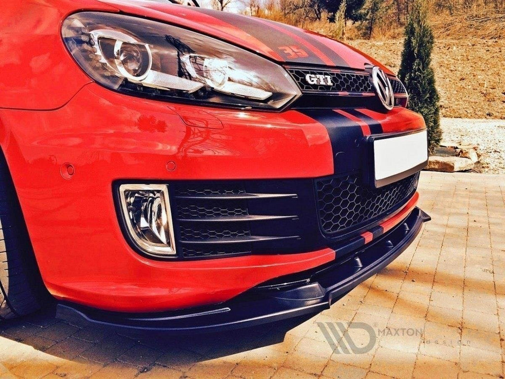 Maxton Design Street+ Spoilerlippe Front Ansatz passend für VW GOLF 6 GTI 35TH schwarz Hochglanz