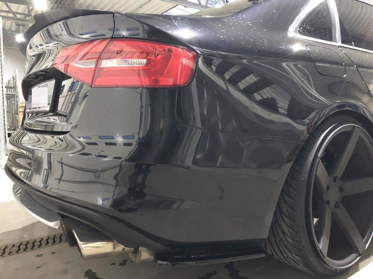 Maxton Design Heck Ansatz Flaps Diffusor passend für Audi S4 B8 FL schwarz Hochglanz