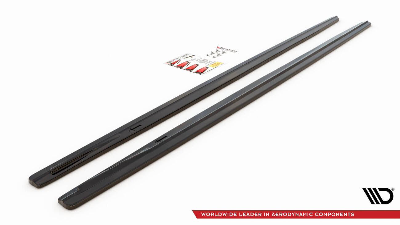 Maxton Design Street+ Seitenschweller Leisten passend für V.1 passend für BMW 7 Lang M-Paket G12 schwarz Hochglanz