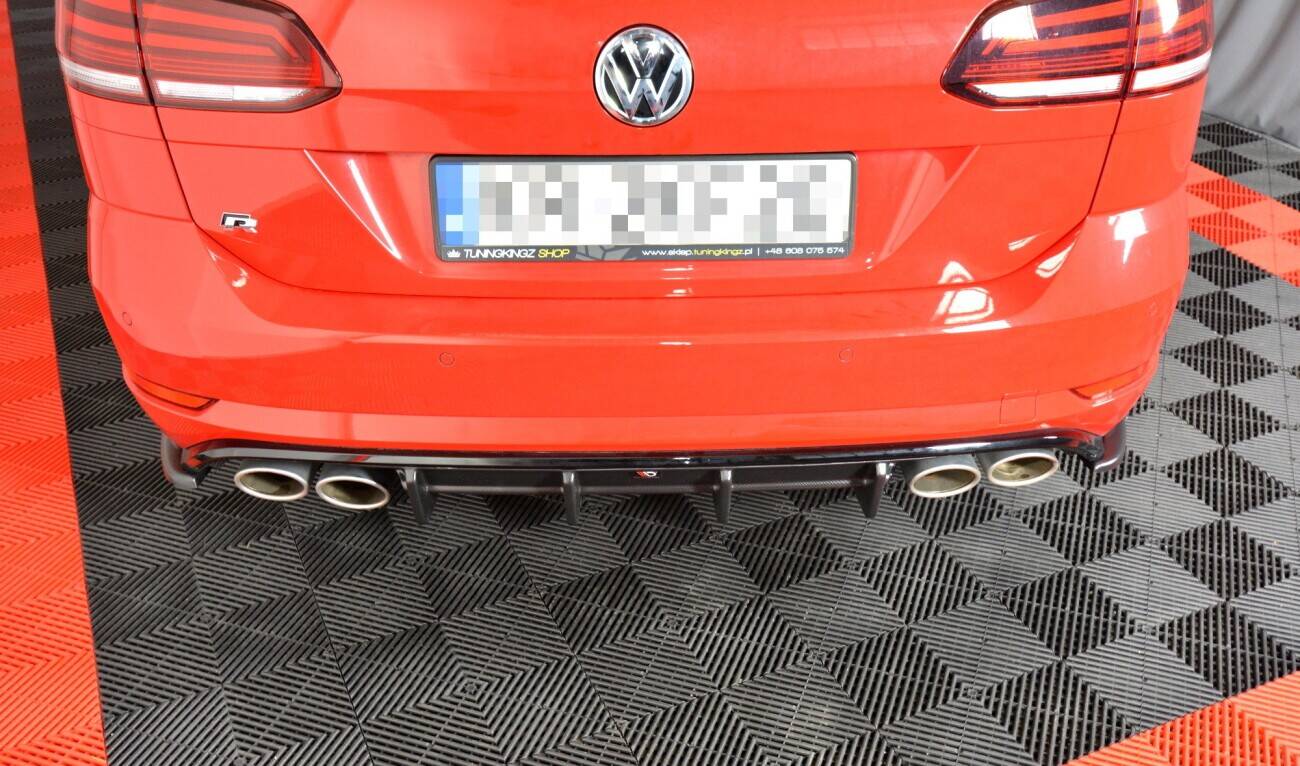Maxton Design Diffusor Heck Ansatz passend für VW Golf R Variant Mk7 Facelift schwarz Hochglanz