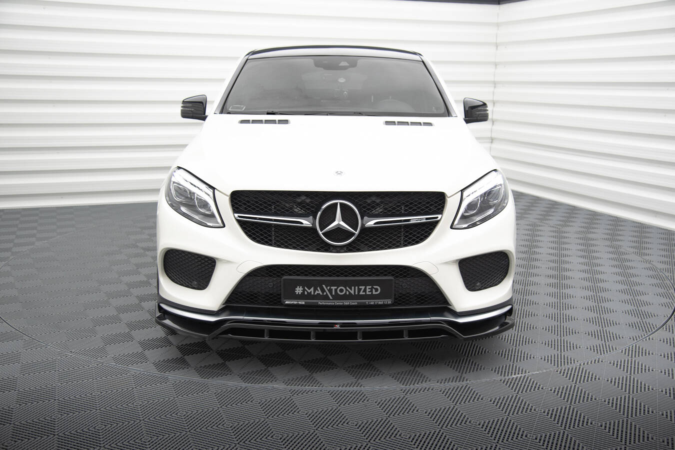 Maxton Design Street+ Spoilerlippe Front Ansatz V.2 passend für Mercedes-Benz GLE Coupe 43 AMG / AMG-Line C292 schwarz Hochglanz