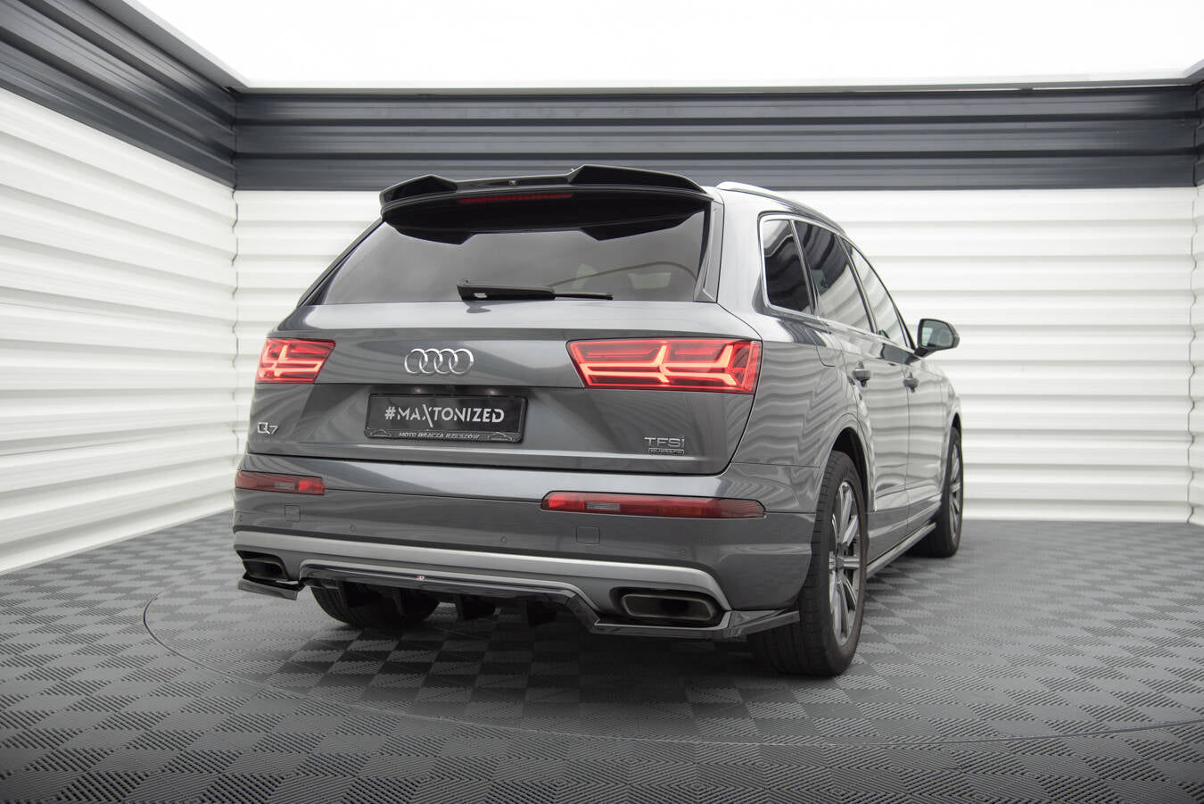 Maxton Design Spoiler CAP 3D passend für Audi Q7 Mk2 schwarz Hochglanz