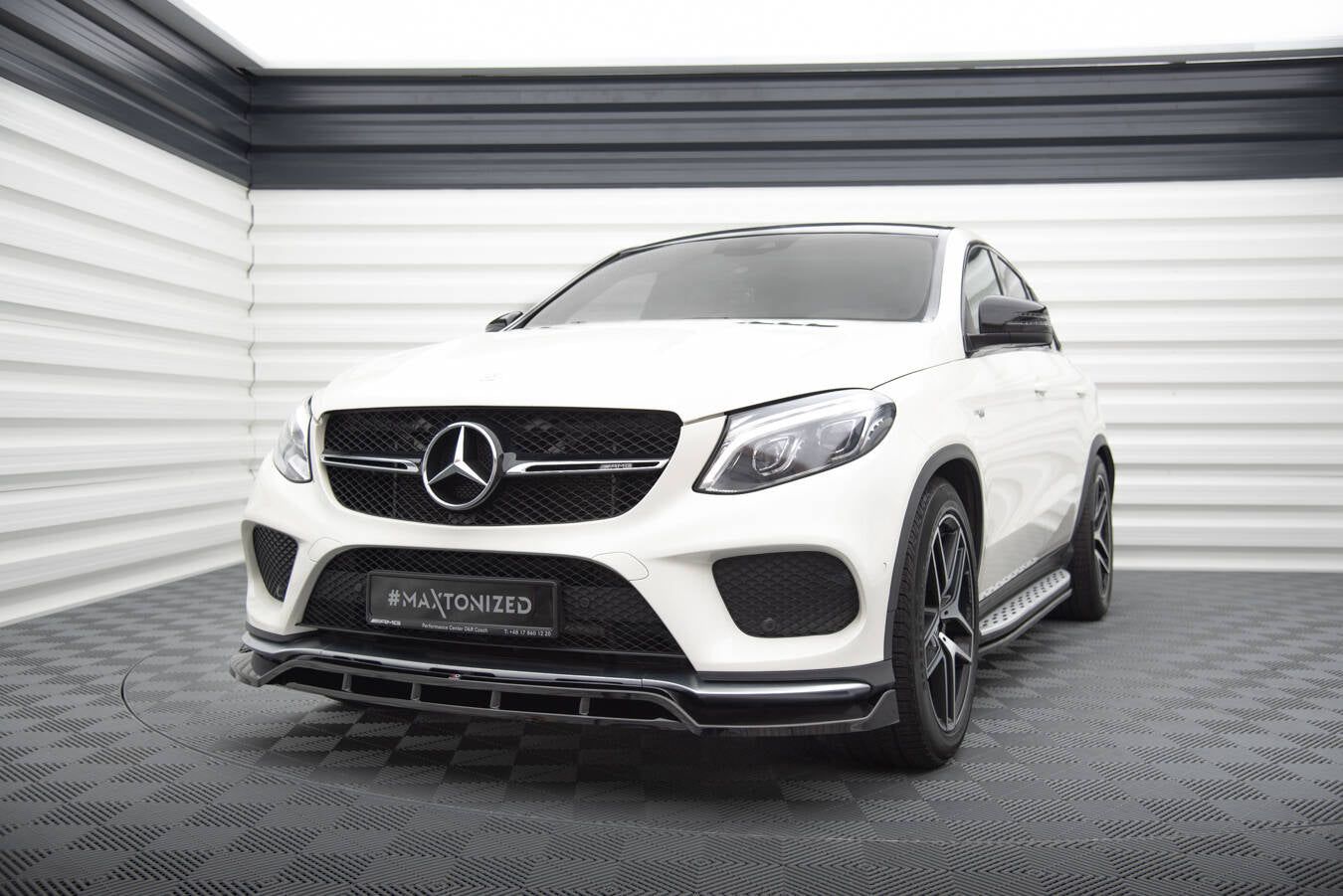 Maxton Design Street+ Spoilerlippe Front Ansatz V.2 passend für Mercedes-Benz GLE Coupe 43 AMG / AMG-Line C292 schwarz Hochglanz