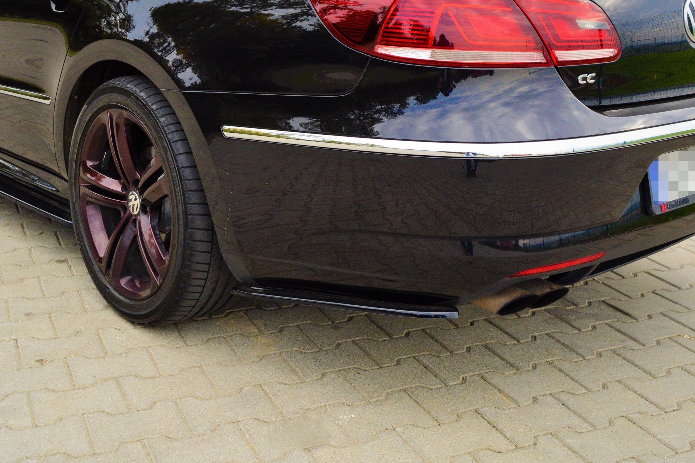 Maxton Design Heck Ansatz Flaps Diffusor passend für VOLKSWAGEN CC R-LINE schwarz Hochglanz