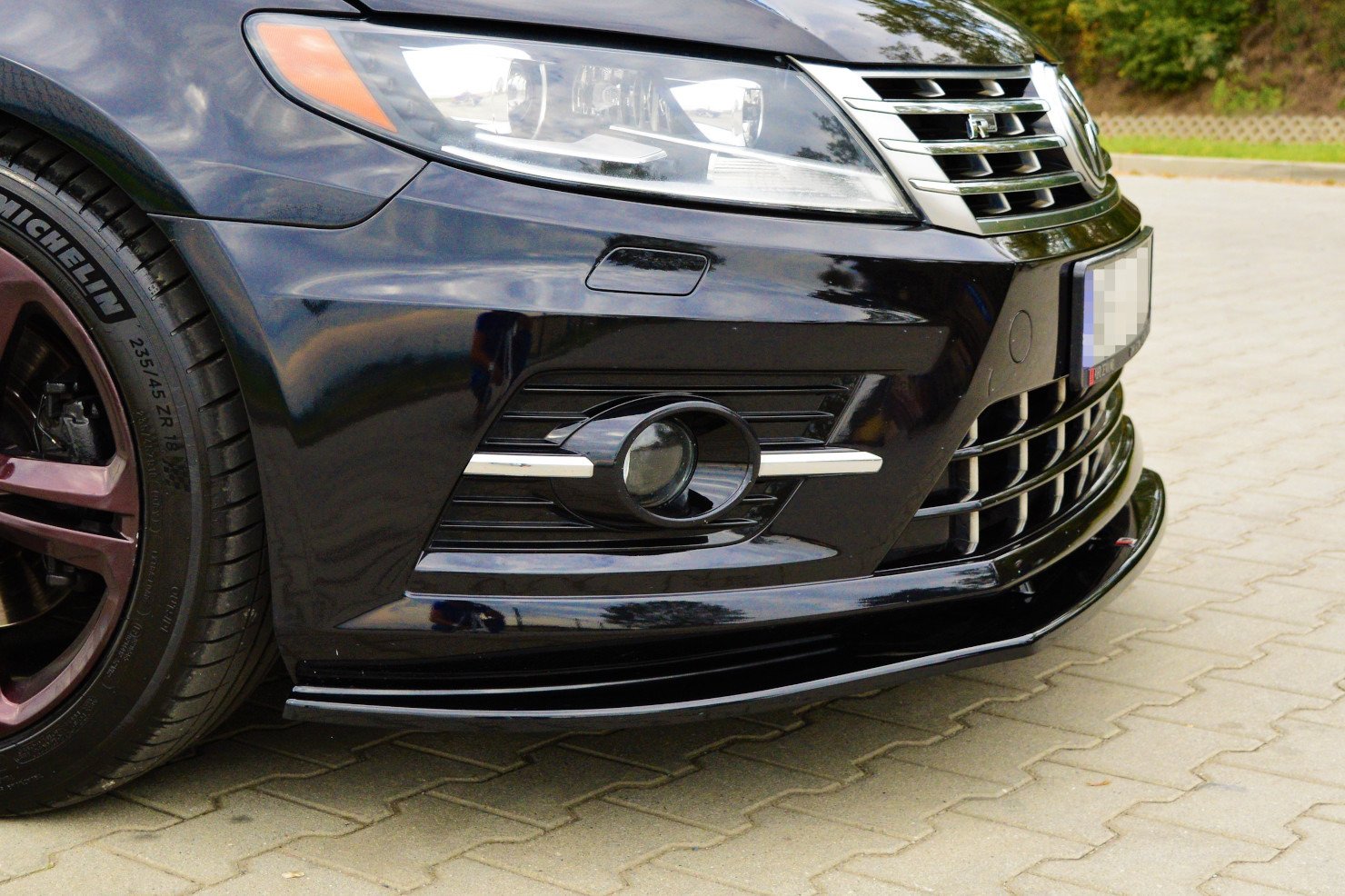 Maxton Design Street+ Spoilerlippe Front Ansatz passend für VOLKSWAGEN CC R-LINE schwarz Hochglanz