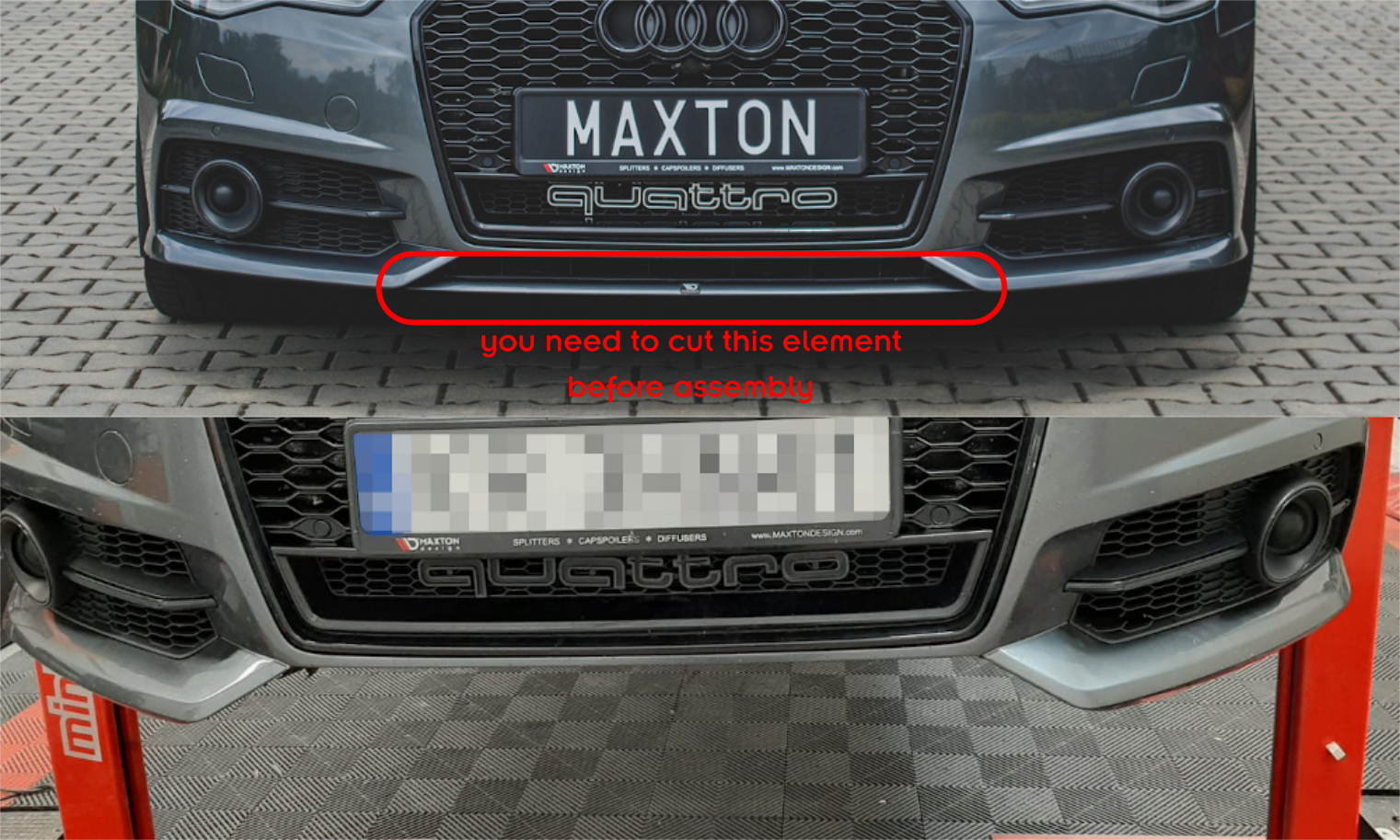 Maxton Design Street+ Spoilerlippe Front Ansatz passend für Audi A6 / A6 C7 S-line/ S6 C7 Facelift