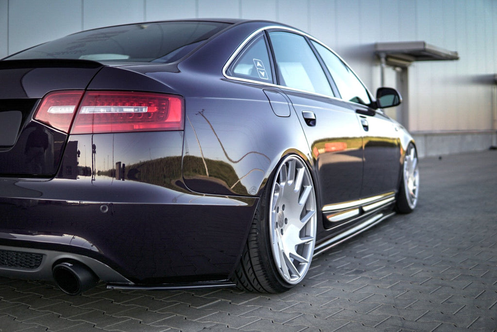 Maxton Design Heck Ansatz Flaps Diffusor passend für Audi A6 S-Line C6 / C6 FL Limousine / Avant schwarz Hochglanz