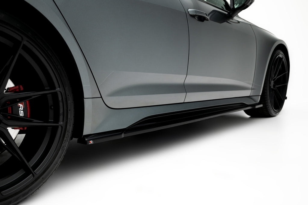 Maxton Design Street+ Seitenschweller Leisten passend für V.1 passend für Audi RS6 C8 / C8 Facelift schwarz Hochglanz
