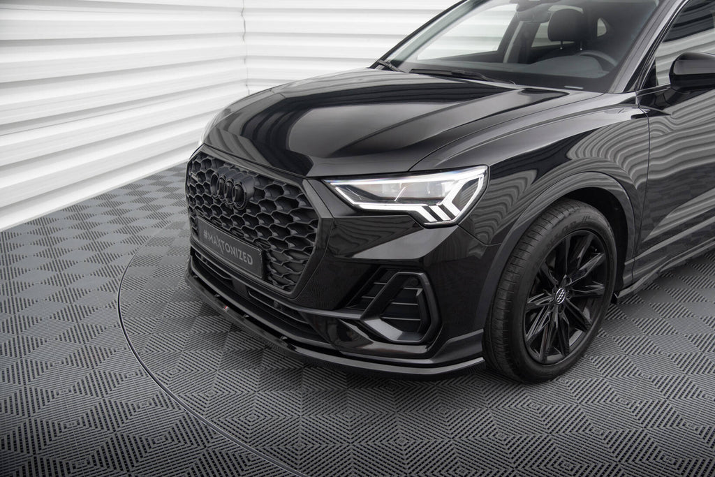 Maxton Design Street+ Spoilerlippe Front Ansatz V.1 passend für Audi Q3 Sportback F3 schwarz Hochglanz