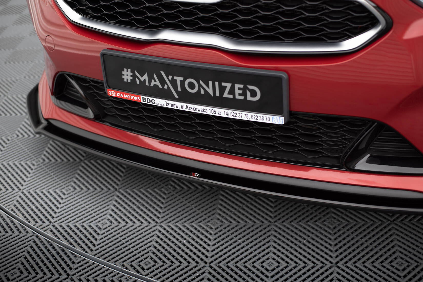Maxton Design Street+ Spoilerlippe Front Ansatz V.2 passend für Kia Ceed GT / GT-Line Mk3 / Proceed Mk1 schwarz Hochglanz