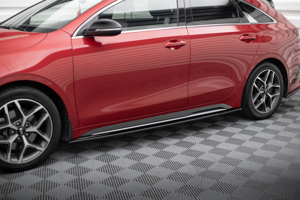 Maxton Design Street+ Seitenschweller Leisten passend für Kia Ceed GT / GT-Line Mk3 / Proceed Mk1 schwarz Hochglanz